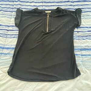 Black Zipper Detail Women's Top
